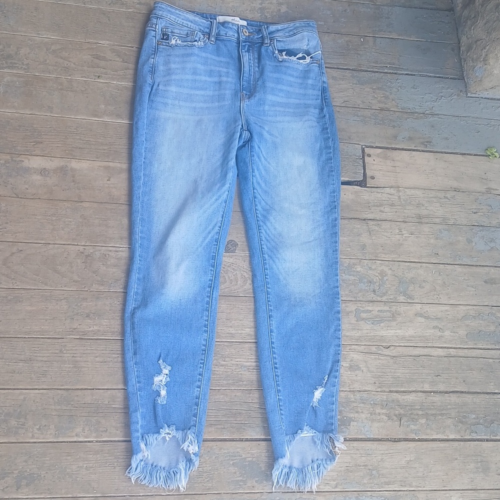 Kancan High-rise Distressed Ripped Ankle Frayed Straight Jeans Size 9/28